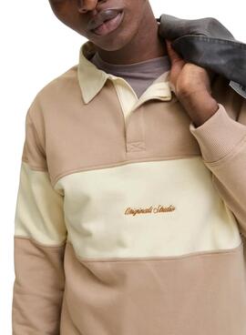 Polo Jack and Jones Norrebro camel et beige pour homme
