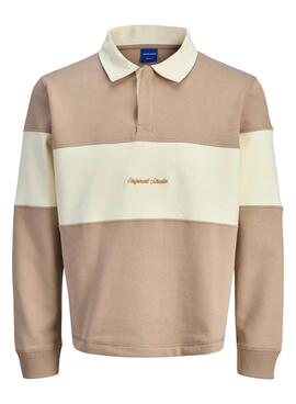 Polo Jack and Jones Norrebro camel et beige pour homme