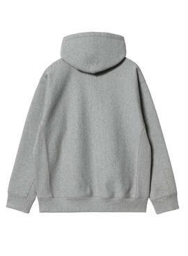 Sweat à capuche Carhartt Hooded American Script gris foncé pour homme