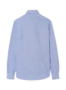 Chemise Silbon sport oxford raquette rayures bleues pour homme