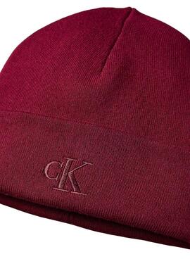 Bonnet Calvin Klein logo CK grenat pour homme
