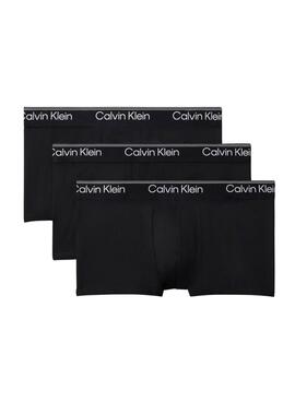 Pack 3 caleçons Calvin Klein Jeans en microfibre noire à taille basse pour homme.