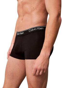 Pack 3 caleçons Calvin Klein Jeans en microfibre noire à taille basse pour homme.