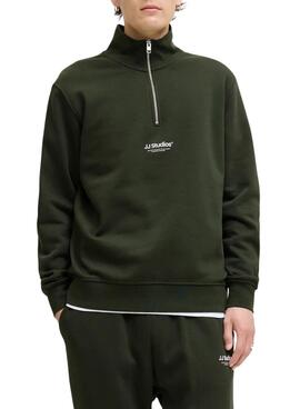 Sweat à capuche zippé Jack and Jones Soho vert pour homme