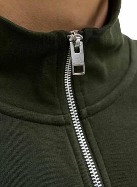 Sweat à capuche zippé Jack and Jones Soho vert pour homme