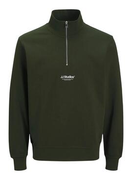 Sweat à capuche zippé Jack and Jones Soho vert pour homme