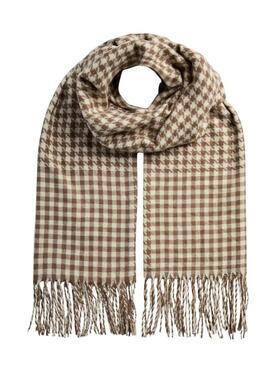 Écharpe Pieces Fernanda à carreaux camel pour femme.