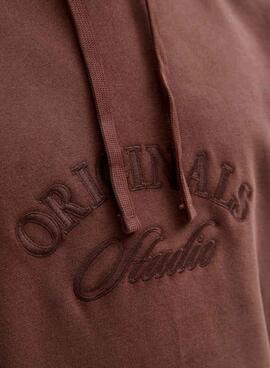 Sweat à capuche marron Jack and Jones Bleecker pour homme