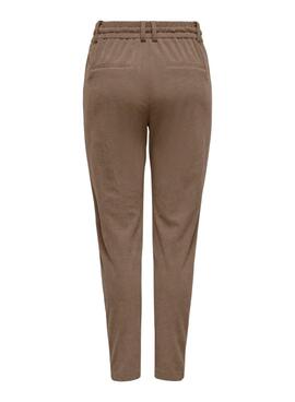 Pantalon Only Poptrash Lias camel en velours cotele pour femme
