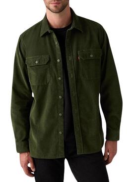 Chemise Levis Jackson Worker en velours côtelé vert pour homme