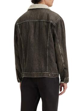 Veste en jean Levi's Sherpa Relaxed noire pour homme