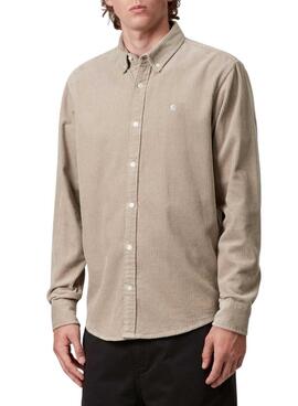 Chemise en velours côtelé beige Carhartt Madison pour homme