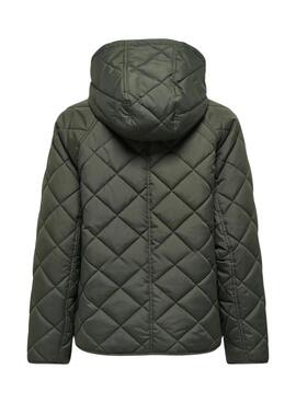Veste matelassée à capuche verte pour femme Only Sigga