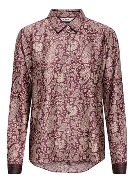 Chemise Only Jane à motif Paisley bordeaux pour femme