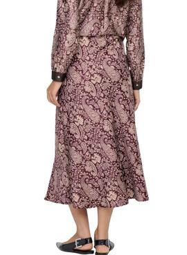 Jupe Only Jane imprimé Pasley grenat pour femme