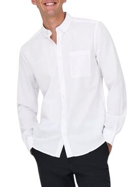 Chemise Only and Sons Alvares blanc oxford slim pour homme
