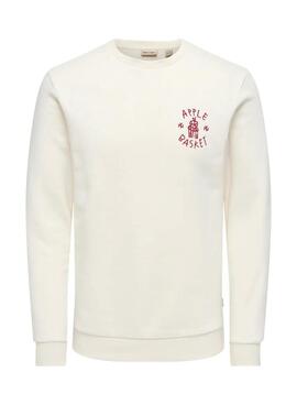 Sweatshirt Only and Sons Kyrie blanc pour homme