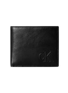 Portefeuille Calvin Klein Bold CK en cuir noir avec porte-monnaie pour homme