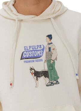 Sweat à capuche El Pulpo Customs beige pour homme
