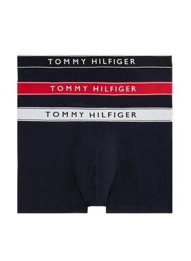 Ensemble de 3 caleçons Tommy Hilfiger Trunk avec inscription marine pour homme.