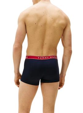 Ensemble de 3 caleçons Tommy Hilfiger Trunk avec inscription marine pour homme.