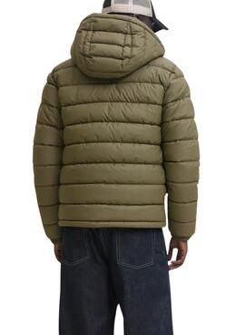 Veste de chasse Jack and Jones en cuir PU matelassé vert pour homme