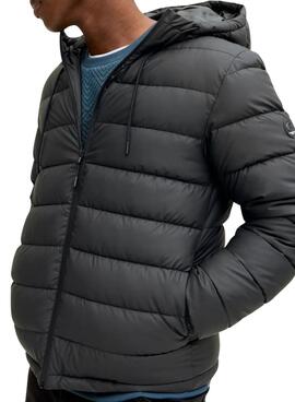 Veste Jack and Jones en simili cuir matelassé noir pour homme