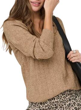Pull Only Hellen brun clair pour femme