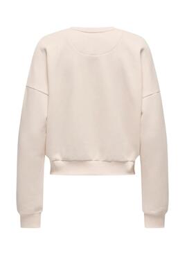 Sweat à capuche Only Rolling Stones beige pour femme