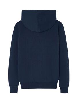 Sweatshirt Silbon classique à capuche et fermeture éclair marine pour homme