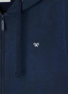 Sweatshirt Silbon classique à capuche et fermeture éclair marine pour homme