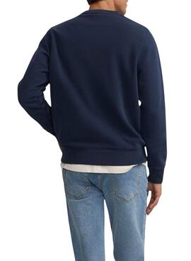 Sweatshirt Silbon avec demi-corduroy raquette marine pour homme.