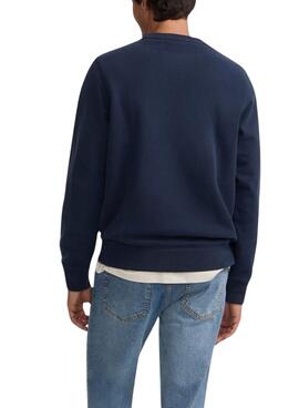 Sweatshirt Silbon avec demi-corduroy raquette marine pour homme.