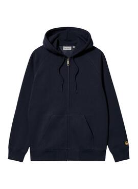 Sweat à capuche zippé Carhartt Chase marine pour homme.