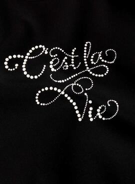 Sweat-shirt Name It Fretta Paris noir pour fille.