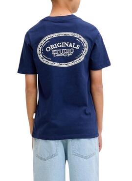 T-shirt Jack and Jones Greene Branding bleu pour enfant