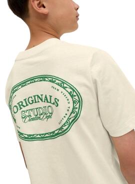 T-shirt Jack and Jones Greene Branding beige pour enfant