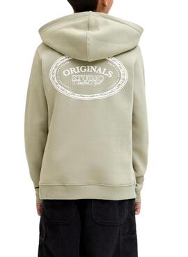 Sweat à capuche Jack and Jones Greene Branding vert pour enfant