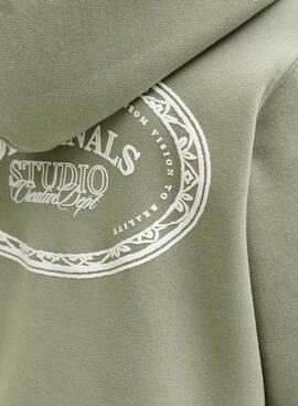 Sweat à capuche Jack and Jones Greene Branding vert pour enfant