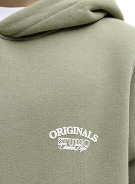 Sweat à capuche Jack and Jones Greene Branding vert pour enfant