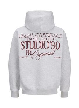 Sweat à capuche Jack and Jones Midtown gris pour homme