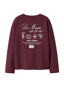 T-shirt Name It Paris bordeaux pour fille