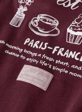 T-shirt Name It Paris bordeaux pour fille