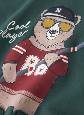 Sweat à capuche Name It Saxo vert pour garçon