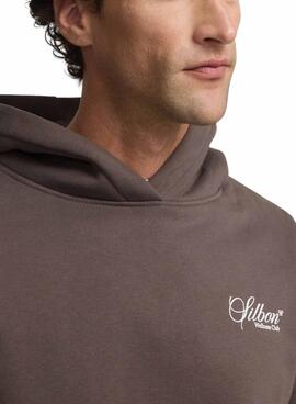 Sweat à capuche Silbon Wellness Club marron pour homme