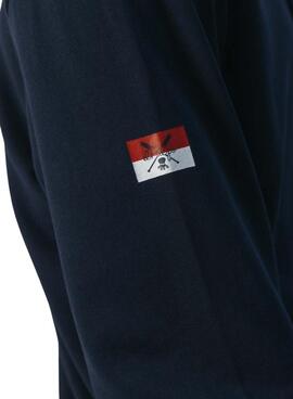 Sweat à capuche bleu marine brodé El Pulpo pour homme.