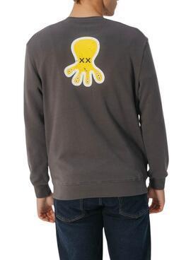 Sweat à capuche Le Poulpe imprimé triple logo gris pour homme