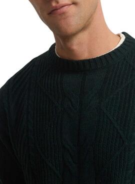 Maillot à torsades vert à sifflets pour homme