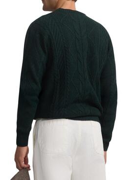 Maillot à torsades vert à sifflets pour homme