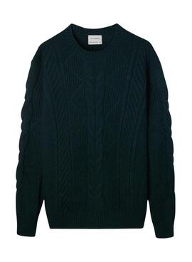 Maillot à torsades vert à sifflets pour homme